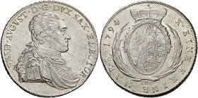 Germania. Sassonia. Federico Augusto I, 1763-1806 

Tallero 1794 Dresda, AR 27,95 g. Davenport 2701.
Spl