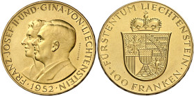 Liechtenstein. Franz Josef II, 1938-1989 

Da 100 franchi 1952 Berna. Friedberg 19.
Rara. Fdc