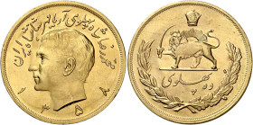 Persia. Mohammad Reza Pahlevi, 1941-1979 

Da 10 pahlevi 1979, AV 81,45 g. Riconio. Friedberg 98a.
Fdc