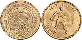 Russia. Unione Sovietica, 1922-1991 

Da 10 rubli o chervonetz 1977. Friedberg 181a.
q.Fdc