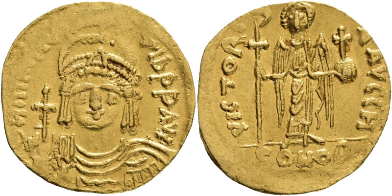 MAURICIUS TIBERIUS, 582-602 , Constantinopolis , Solidus officina H, Obv. oN mAU...