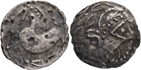 Celts in Eastern Europe AR Tetradrachm. Schnabelpferd Type. Mint in the northern Carpathian region, circa 2nd century BC. Celticised, laureate and bea...