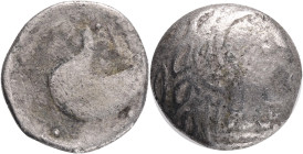 Celts in Eastern Europe AR Tetradrachm. Schnabelpferd Type. Mint in the northern Carpathian region, circa 2nd century BC. Celticised, laureate and bea...