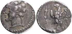 CILICIA, Uncertain. (Circa 400 BC).AR obol. Obv: Youthful clean shaven male head to left, wreathed with grain ears. Rev: Eagle standing left, wings sp...