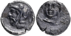 CILICIA. Tarsos. Time of the satraps Pharnabazos and Datames. (Circa 380-360 BC). AR obol. Obv: Helmeted and bearded male head (Ares?) to left. Rev: F...