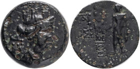 CILICIA.Elaeusa-Sebaste.1st Century BC.AE ΣA, Turreted bust of Tyche right / EΛAIOYΣΣΙΩN, Hermes standing left, holding phiale and kerykeion. SNG BN 1...
