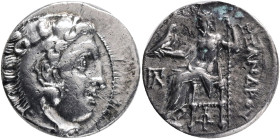 KINGS of MACEDON. Alexander III. The Great.(336-323 BC). AR drachm, Colophon mint.Obv: Head of Heracles right, wearing lion skin headdress, paws tied ...