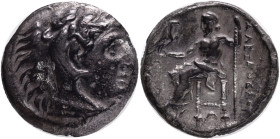 KINGS of MACEDON. Alexander III. The Great.(336-323 BC). Drachm. 323-319 BC. Anv.: Head of Heracles right, wearing lion skin headdress, paws tied befo...
