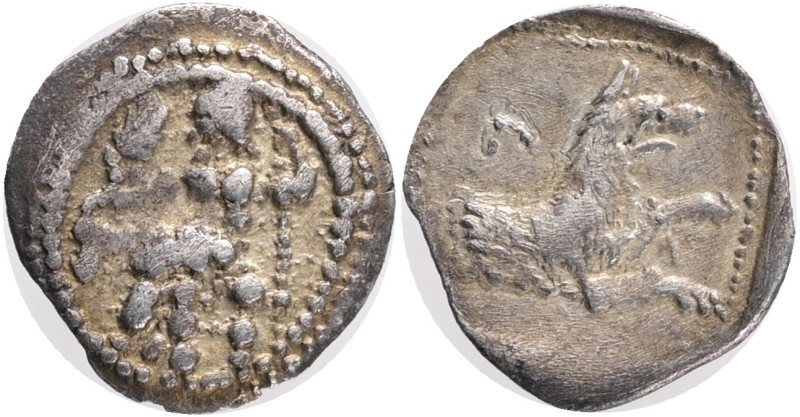 LYCAONIA.Laranda.(Circa 324-323 BC).Obol.Obv : Baaltars seated left, holding gra...