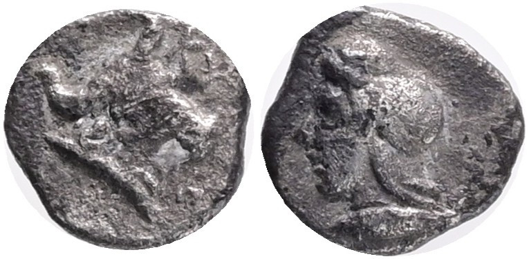 MYSIA.Kyzikos.( Circa 410-400 BC).Hemiobol.Obv : Head of Attis left wearing Phyr...