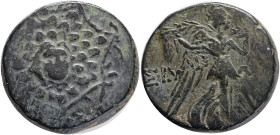 PAPHLAGONIA, Sinope . Mithradates VI (105-85 BC) AE local civic issue under Mithradates VI. Facing Gorgoneion as boss of fleece (aegis)-covered, octag...