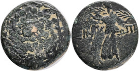 PAPHLAGONIA, Sinope. Circa 85-65 BC. Æ 22mm (7.58 gm). Aegis / Nike walking right. SNG Copenhagen 309 var. (monogram), Patina Bronze, 7,44g
VF