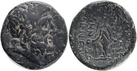 PHRYGIA. Apameia. (Circa 100-50 BC). Menod-, magistrate.Obv.:Laureate head of Zeus right.Rev.: APAME / ΜΗΝΟΔΟ / ENEM Laureate head of Zeus right.Cult ...