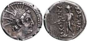 SELEUKID KINGS of SYRIA. Antiochos VI Dionysos. 144-142 BC. AR Hemidrachm Apamea mint. Struck circa 144 BC. Radiate and diademed head right / Apollo D...