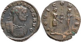 Aurelian AD 270-275, AE Antoninianus , Obv: IMP AVRELIANVS AVG, Radiate and cuirassed bust right, holding spear over shoulder,Rev: IOVI CONSER / B, Au...
