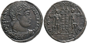 Constantine I, 307/310-337. Follis , Siscia, 334-335. Obv.: CONSTANTI-NVS MAX AVG Laurel-and-rosette-diademed, draped and cuirassed bust of Constantin...