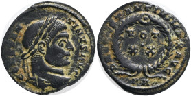 CONSTANTINE I. 307-337 AD. Æ Follis ).P A Arelate mint. Struck 322-325 AD. CONSTAN-TINVS AVG, laureate head right / D N CONSTANTINI MAX AVG, VOT/XX in...