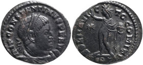 CONSTANTINE I. 307-337 AD. Æ Follis . Ticinum, A.D. 314/5. IMP CONSTANTINVS P F AVG, laureate and cuirassed bust of Constantine I right / SOLI INVI-C-...