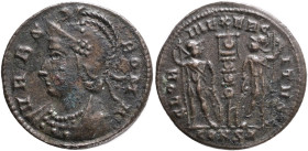 CONSTANTINE I. 307-337 AD. Follis , Constantinopolis 7.officin 336-337/340 Obv.: Laureate and cuirassed bust r. Rev.: Two soldiers standing, facing ea...