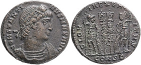 CONSTANTINE I. 307-337 AD.. AE Follis Arelate, AD. 336. CONSTANTI-NVS MAX AVG, diademed, draped and cuirassed bust of Constantine I. right / GLOR-IA E...