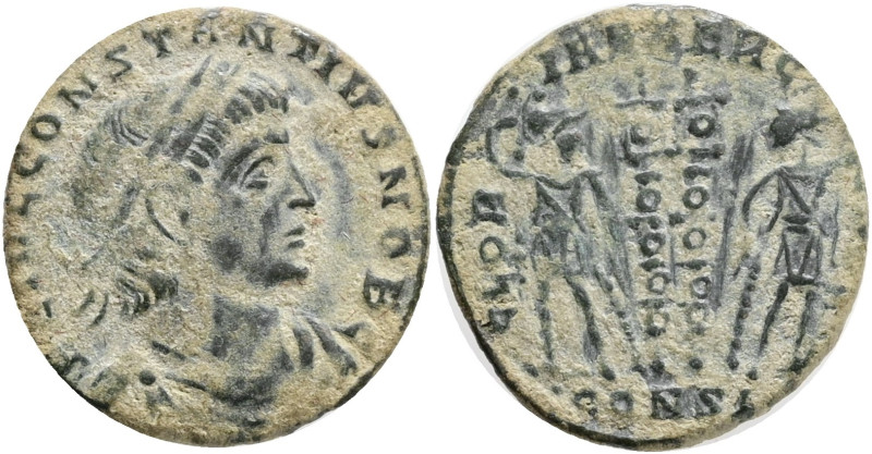Constantius II as Caesar (324-337). AE, Follis. Constantinople.Obv: FL IVL CONST...