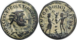 DIOCLETIANUS Antoninian Siscia CONCORDIA MILITUM, RIC V Bronze 3.89g 19mm mint Siscia
VF