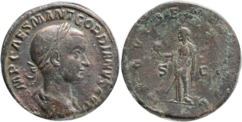 GORDIAN III. 238-244 AD Sestertius. Rome.Obv : IMP CAES M ANT GORDIANVS AVG.Laur...