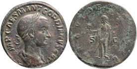 GORDIAN III. 238-244 AD Sestertius. Rome.Obv : IMP CAES M ANT GORDIANVS AVG.Laureate, draped and cuirassed bust right.Rev : PROVIDENTIA AVG.Providenti...