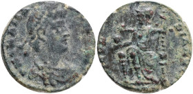 Gratian 367-383 AD Kyzikos ?? , AE Follis Obv: DN GRATIANVS PF AVG. Diademed, draped and cuirassed bust right. Rev: CONCORDIA AVGGG / (cross) / SMKA. ...