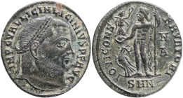 Licinius I, 308 - 324 AD,AE Follis, Nicomedia Mint,Obv.: IMP C VAL LINCIN LICINIVS P F AVG, Laureate head of Licinius right.Rev.: IOVI CONSERVATORI, J...