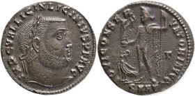 Licinius I., 308 - 324 AE Follis 313 - 314 Herakleia, Obv: IMP C VAL LICIN LICINIVS P F AVG, head with laurel wreath n. r. Rev: IOVI CONSER-VATORI AVG...