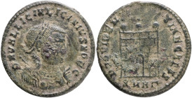 Licinius II. Caesar, AD. 317-324. Æ . Heraclea mint,Obv.: DN VAL LICIN LICINIVS NOB C, laureate and draped bust left, holding globe, scepter and mappa...