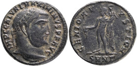 MAXIMINUS II. 310-313 AD. Nicomedia mint.AE Follis.Obv.: IMP C GAL VAL MAXIMINVS P F AVG, laureate head of Maximinus II right . Rev.:GENIO AVGVSTI (CM...