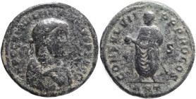 Maximinus II. AD 310-313. Æ Follis.Antioch mint, 6th officina. Circa AD 310-311. Obv.: IMP C GAL VAL MAXIMINVS P F AVG, laureate and mantled facing bu...
