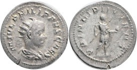 PHILIPPUS II. 244-246 Antoninian Roma , RIC#216c Ag. 4,33g 23,5mm mint Roma
XF