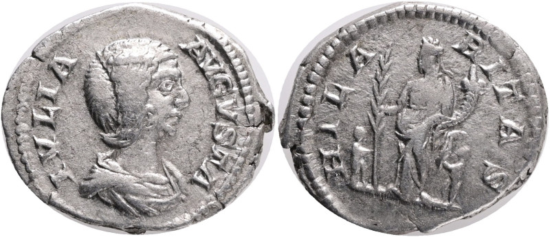 ROMAN EMPIRE: Julia Domna, AR denarius, Rome,Obv.: draped bust right, IVLIA AVGV...