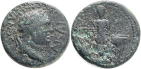 Vespasianus 69-79 AD Obv. Head with inscription KAICAP OYΕϹΠΑϹΙΑΝΟϹ, Reverz Figure next to a tripod and an altar Bronze Wight.10,81g
VF