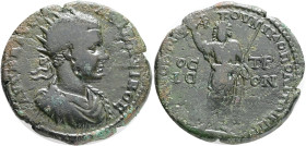 Roman Provincial Coins, MOESIA INFERIOR, Nicopolis ad Istrum. Elagabalus. AD 218-222. Æ. Novius Rufus, legatus consularis. Radiate, draped, and cuiras...