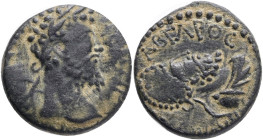 Roman Provincial Mesopotamia, Edessa, Septimius Severus with Abgar VIII 193-211, AE21,Obv. Laureate head of Septimius Severus right Rev.:Abgar VIII we...