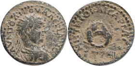 Roman provincial, Pontus, Neocaesarea. Valerian I. AE, 253-260 AD. Obv: AV K ΠO ΛΙK OVAΛ[ЄPIA]NOC, radiate, draped and cuirassed bust of Valerian I ri...