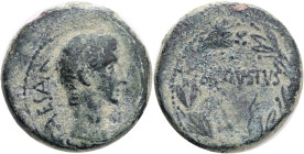 SELEUCIS & PIERIA. Antioch. Augustus (27 BC-14 AD). Ae.Obv : CAESAR.Bare head right.Rev : AVGVSTVS.Legend within wreath.Ref.: RPC I online 4100; McAle...