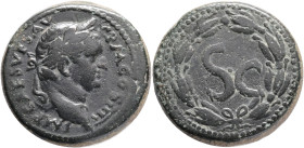 SYRIA. Seleucis and Pieria. Vespasian (69-79) Antioch. Ae.Obv : MP CAES VES(P) AVG P M COS IIII.Laureate head of Vespasian, rght.Rev : S C.In laurel w...