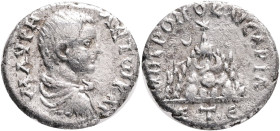 CAPPADOCIA.Caesarea.Caracalla.(196-198).Drachm.Obv : M AVPH ANTωN KAI.Bareheaded, draped and cuirassed bust of Caracalla to right.Rev : MHTPOΠO KAICAP...