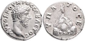 CAPPADOCIA. Caesarea. Lucius Verus (AD 161-169). AR didrachm .Obv.: AYTOKP OYHPOC CЄBACTOC, bare head of Lucius Verus right. Rev.: YΠA-TOC B, Mt. Arga...