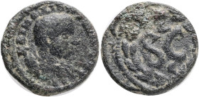 SYRIA, Seleucis and Pieria. Antioch . Elagabalus. AD 218-222. Æ . Obv.: ΑΥ Κ Μ ΑΥ ΑΝΤΩΝΙΝΟϹ ϹƐ Laureate head right . Rev.:S C, Δ Ɛ; within laurel wrea...