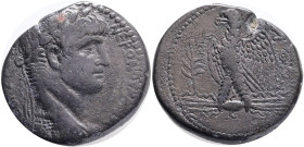 Nero (54-68) Syria: Antioch. Tetradrachm. Obv.: ΝΕΡΩΝ ΚΑΙΣΑΡ ΣΕΒΑΣΤΟΥ Laureate head of Nero, right, with aegis, Rev.: Eagle on thunderbolt, right; to ...