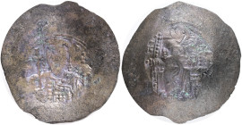 Alexius I Comnenus BI Aspron Trachy. Constantinople, AD 1092-1118.Obv.: Nimbate Christ enthroned facing, wearing pallium and colobium, holding book of...
