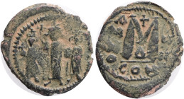 Byzantine 1 Follis HERACLIUS and MARTINA Constantinopole, R! Sear 806 Bronze 7,84g 25 mm mint Constantinopole 
VF+