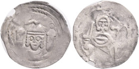 Friesacher Pfennige. Friesach under Salzburg archbishops. Eberhard II 1200-1246, Pfennig undated Friesach . Av.: Inscription, seated archbishop with s...