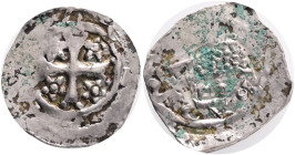 Austria Carinthia. Bernhard (1202 - 1256). Pfennig - Friesacher Schlag (silver). St. Veit. Obv: Duke with sword and shield standing frontally. Rev: Pa...